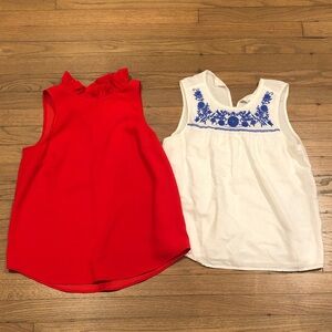 Lot of J. Crew Sleeveless Tops Red, White, and Blue Embroidered Blouses